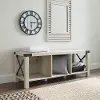B48MXEBWO Metal X White Oak 48 Inch Farmhouse Entry Bench