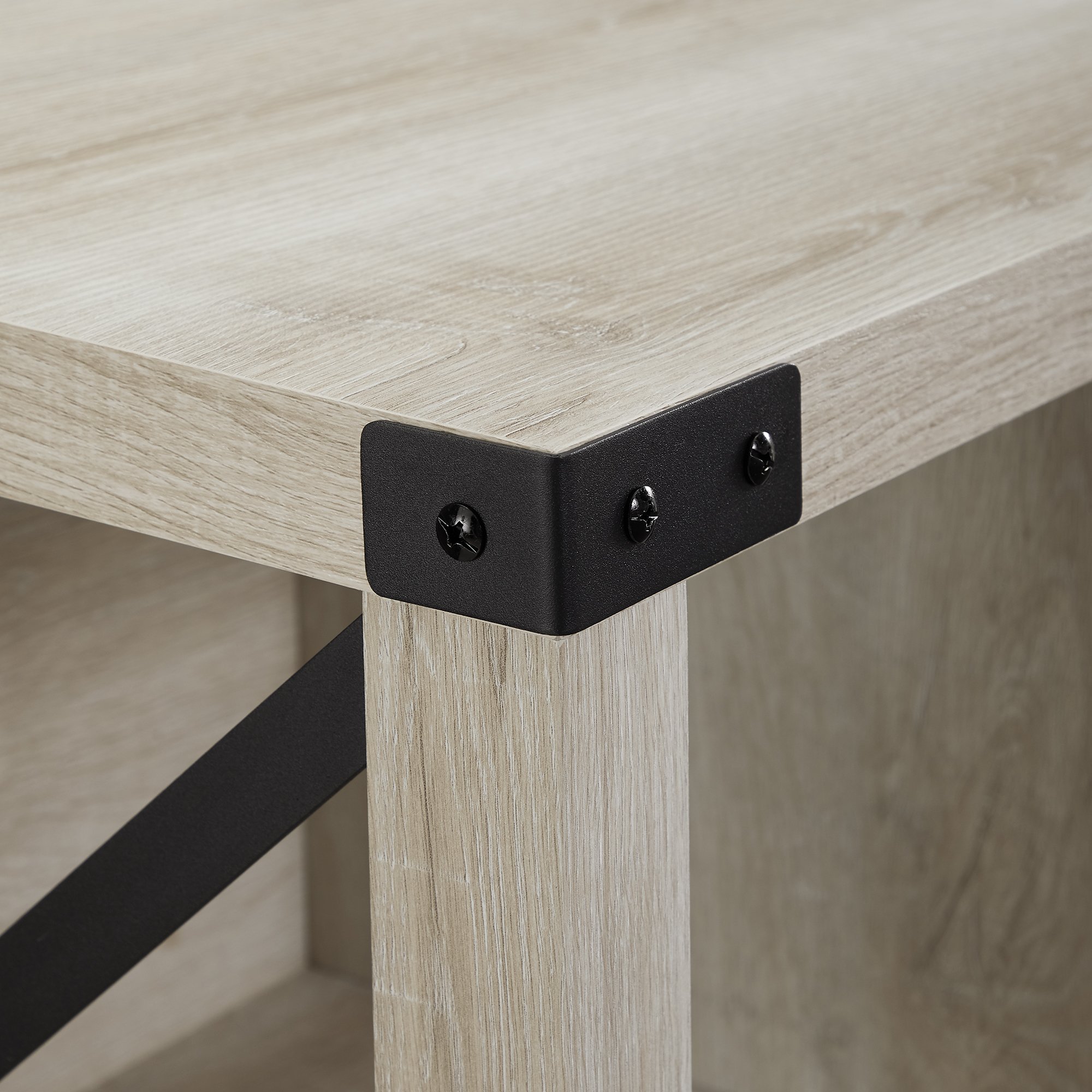 B48MXEBWO Metal X White Oak 48 Inch Farmhouse Entry Bench-3