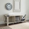 White Oak 48 Farmhouse Wood & Metal Entry Bench - Metal X