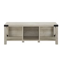 White Oak 48 Inch Farmhouse Wood & Metal Entry Bench - Metal X-2
