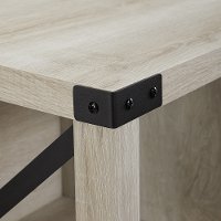 White Oak 48 Inch Farmhouse Wood & Metal Entry Bench - Metal X-3