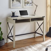 White Oak 42 Inch Metal & Wood Desk - Metal X