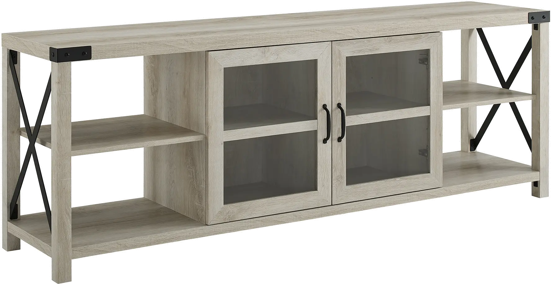 W70MX2DWO Metal X White Oak 70 Farmhouse TV Stand-2