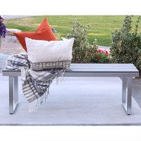 OAW4BSGY Gray 50 Inch Aluminum Patio Outdoor Dining Bench-1