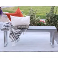 OAW4BSGY Gray 50 Inch Aluminum Patio Outdoor Dining Bench
