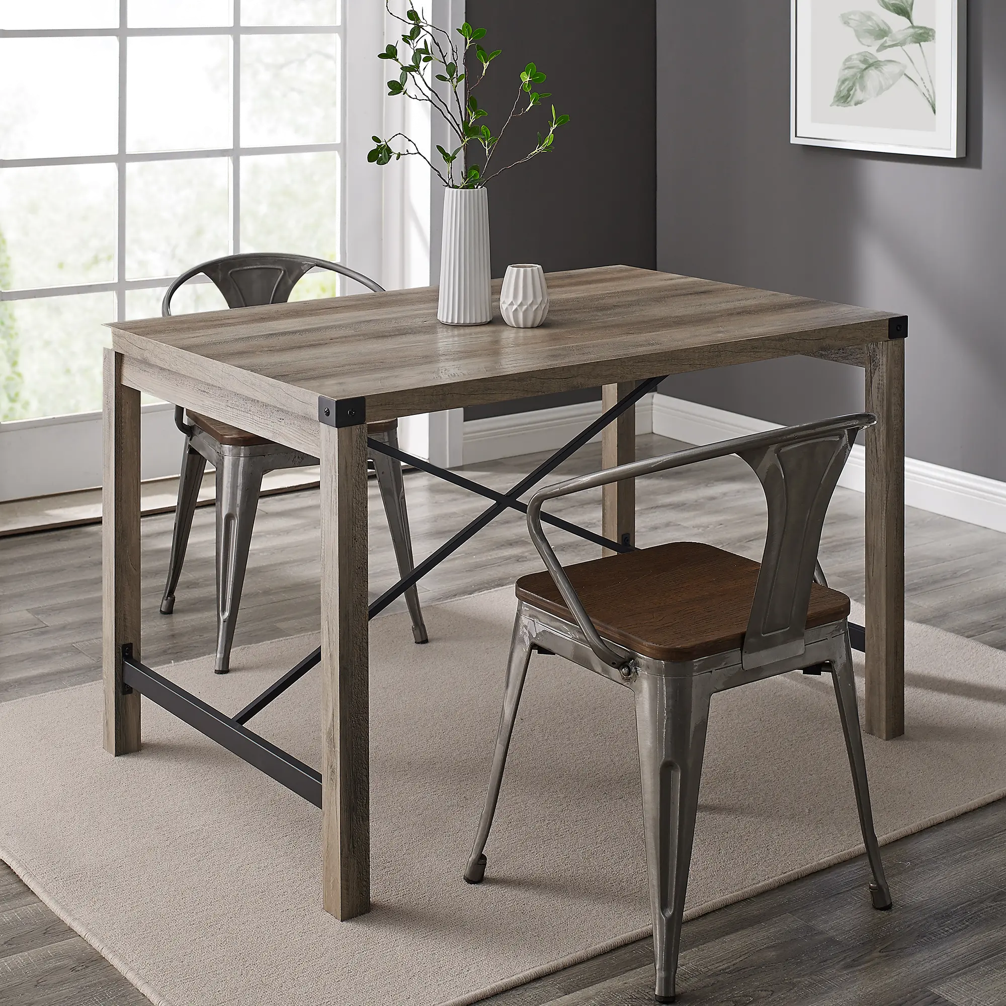 TW48MWGW Metal X Rustic Gray Wash Dining Table-2