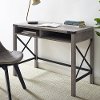 Gray 42 Inch Farmhouse Metal & Wood Desk - Metal X