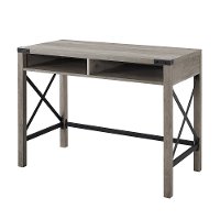 Gray 42 Inch Farmhouse Metal & Wood Desk - Metal X-2