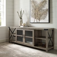 W70MX2DGW Gray 70 Farmhouse TV Stand - Metal X