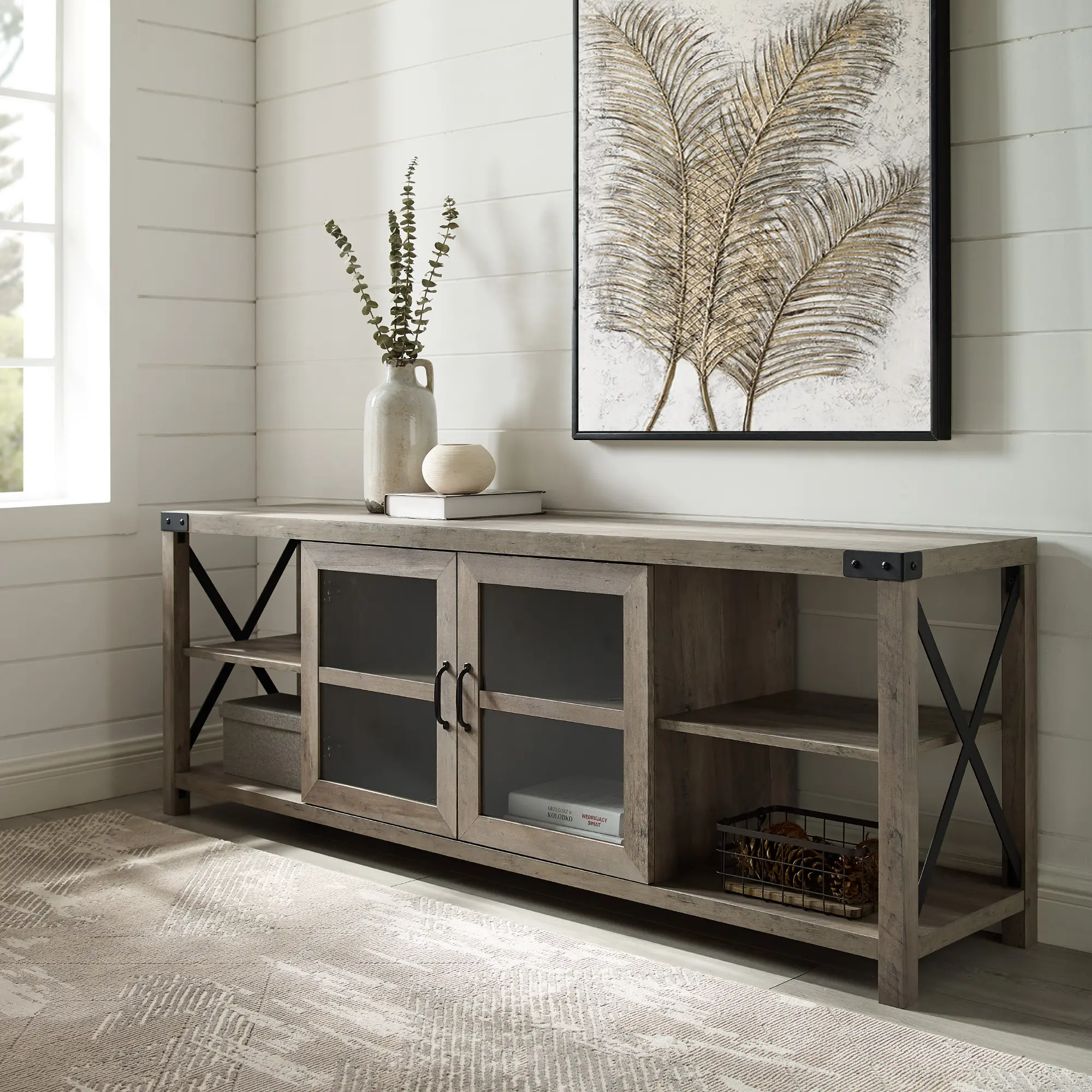 W70MX2DGW Metal X Gray Wash 70 Farmhouse TV Stand-1