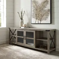 W70MX2DGW Metal X Gray Wash 70 Farmhouse TV Stand