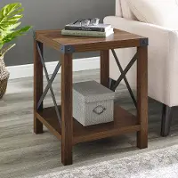 AF18MXSTDW Metal X Dark Walnut Wood Side Table