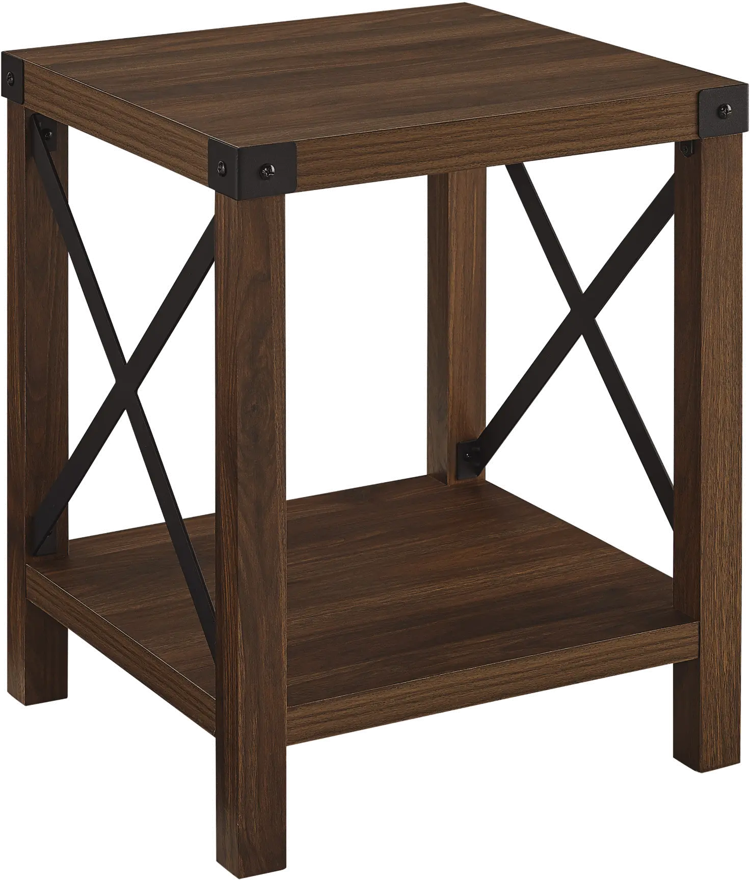 AF18MXSTDW Metal X Dark Walnut Wood Side Table-2