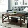 AF40MXCTDW Metal X Rustic Dark Walnut Wood Coffee Table - Walker Edison