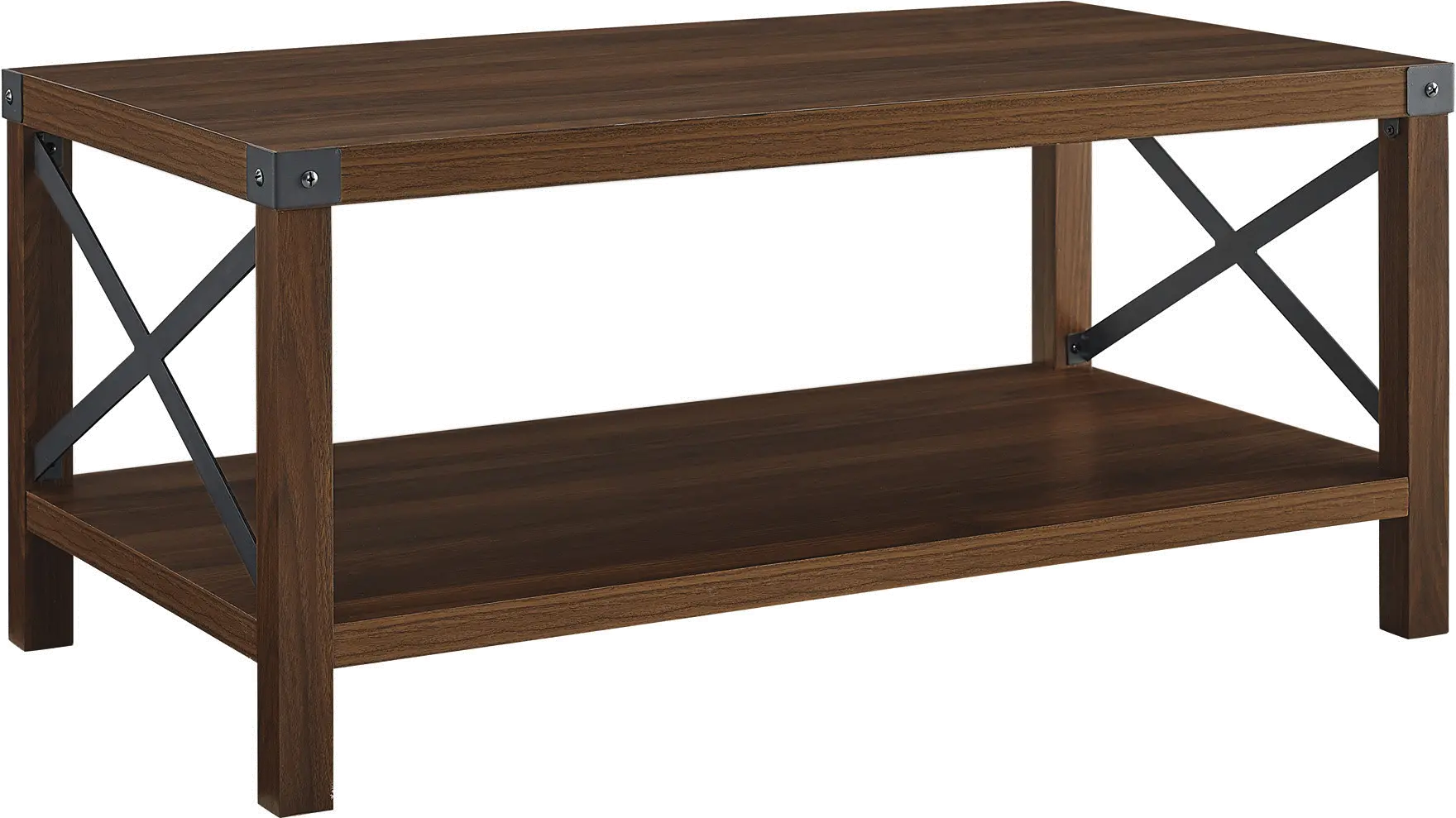 AF40MXCTDW Metal X Rustic Dark Walnut Wood Coffee Table-2
