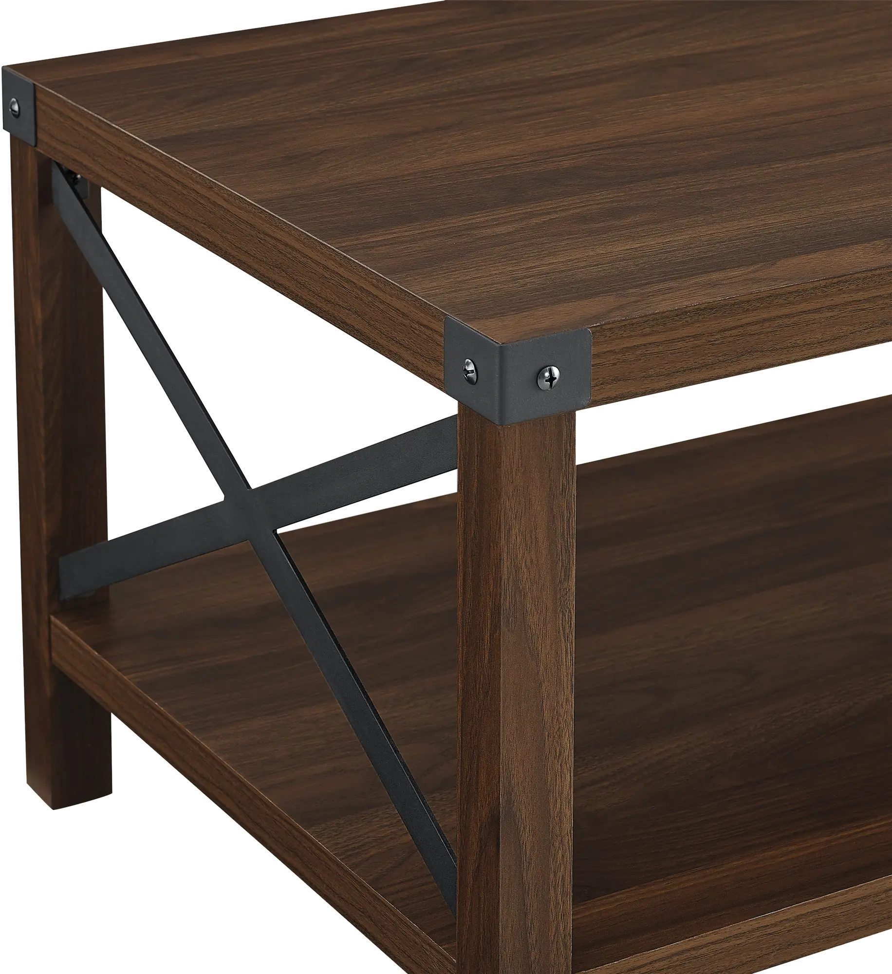 AF40MXCTDW Metal X Rustic Dark Walnut Wood Coffee Table-3
