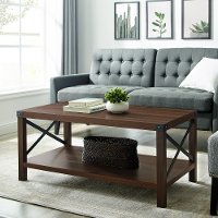 AF40MXCTDW Rustic Dark Walnut Wood Coffee Table - Metal X