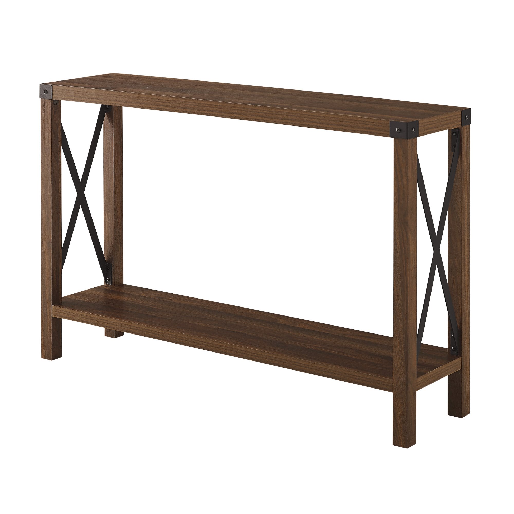 AF46MXETDW Metal X Dark Walnut 46 Inch Rustic Entryway Table-2