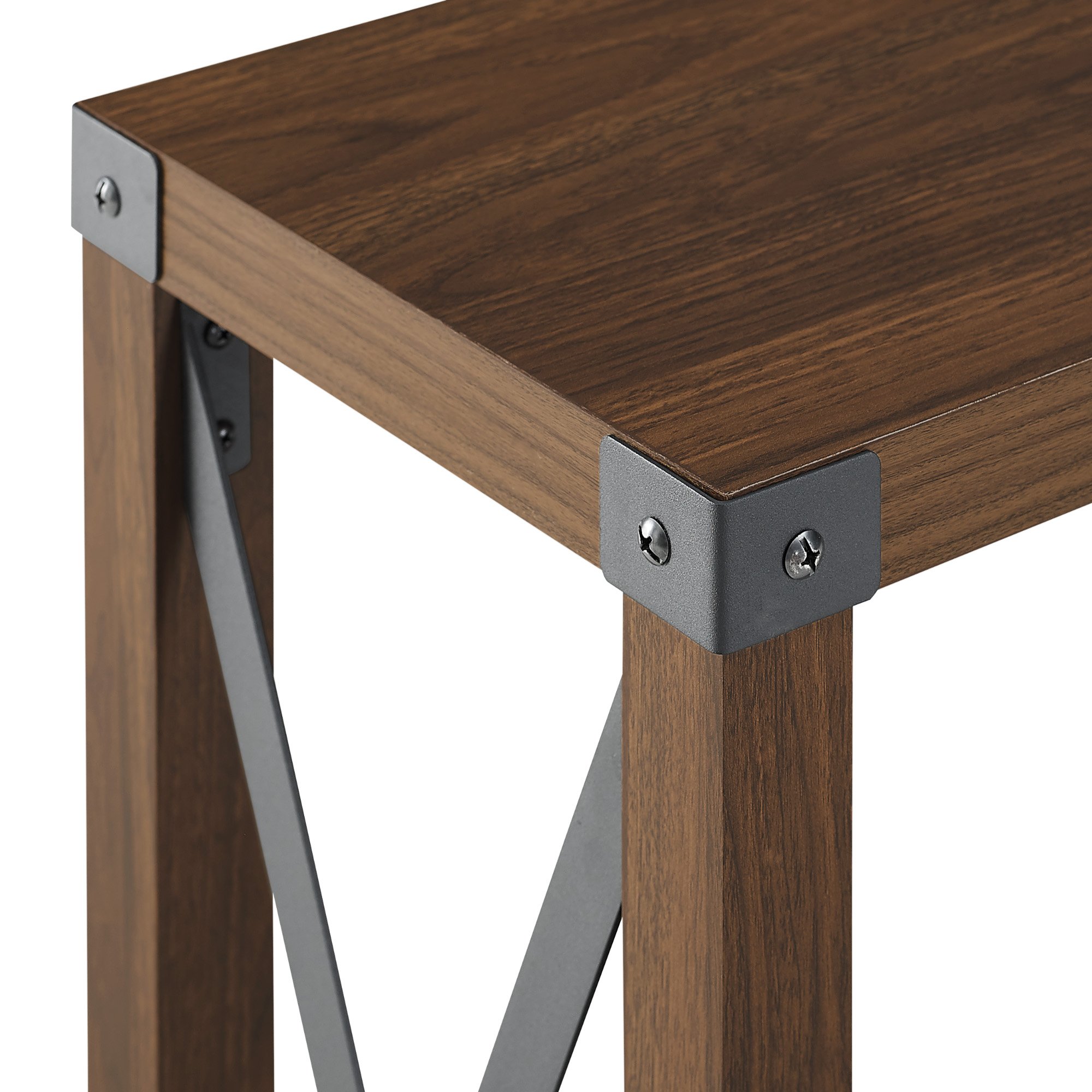 AF46MXETDW Metal X Dark Walnut 46 Inch Rustic Entryway Table-3