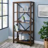 Dark Walnut 64 Inch Metal Bookcase - Metal X