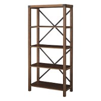BS64MXDW Dark Walnut 64 Inch Metal Bookcase - Metal X-2