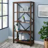BS64MXDW Metal X Dark Walnut 64 Inch Bookcase - Walker Edison