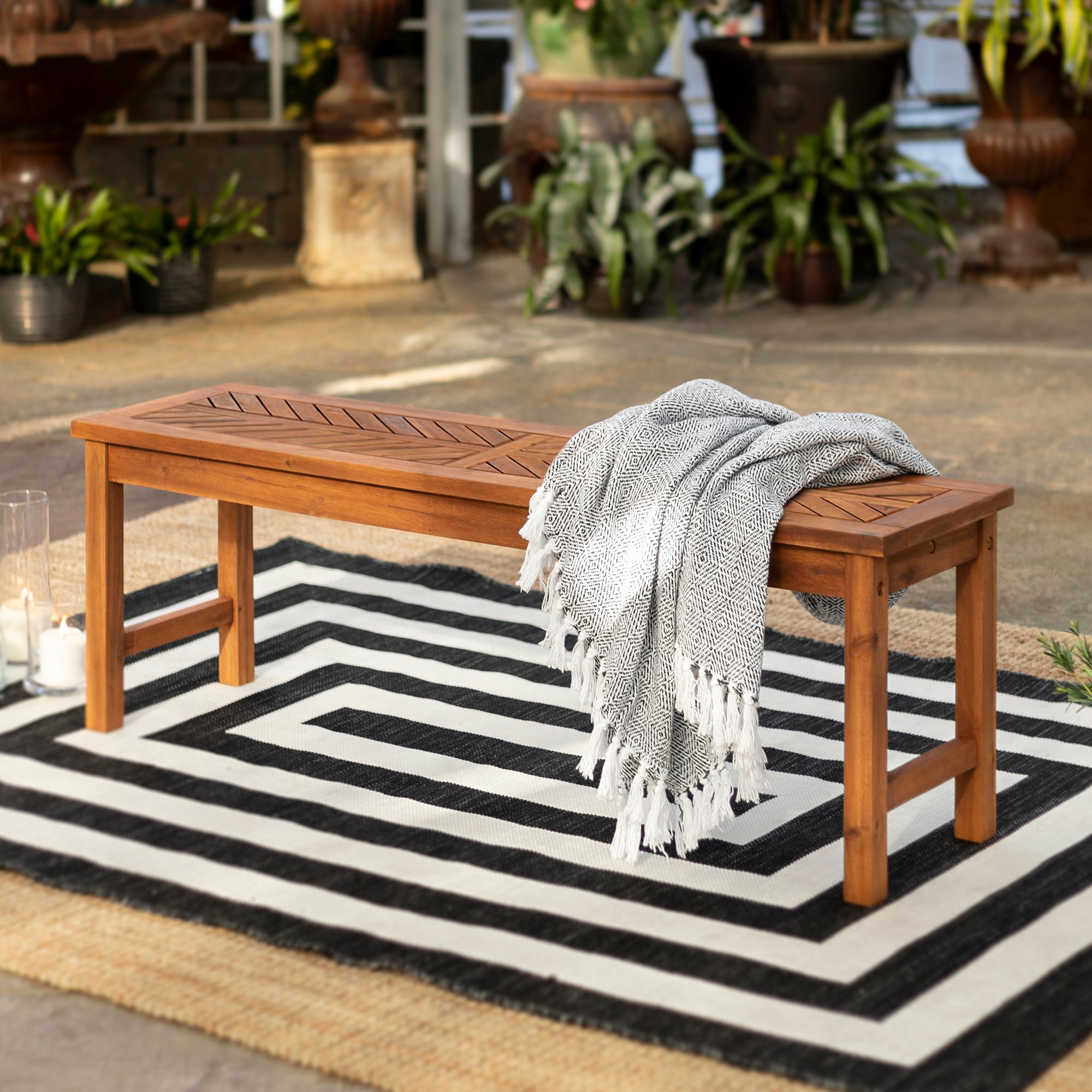 OWB53VINBR Vincent Brown 53 Modern Patio Dining Bench-1