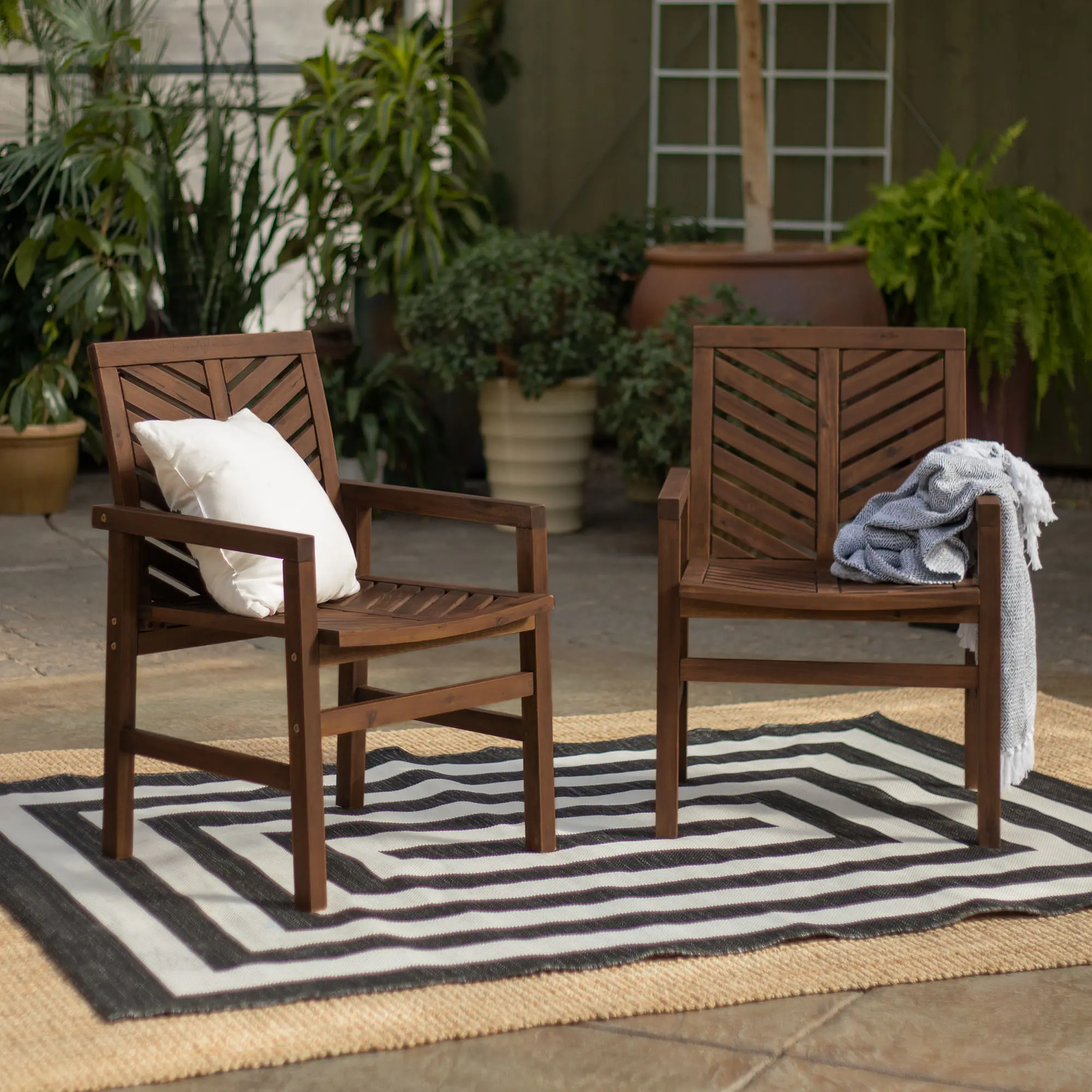 OWC2VINDB Vincent Dark Brown Patio Wood Chairs, Set of 2-2