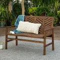 OW48VINLSDB Vincent Dark Brown 48 Inch Patio Wood Loveseat Bench - Walker Edison