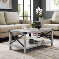 Stone Grey Modern Farmhouse Coffee Table - Metal X