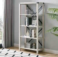 BS64MXST Gray 64 Farmhouse Metal Bookcase - Stone Grey