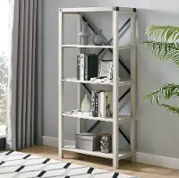 BS64MXST Metal X Stone Gray 64 Farmhouse Bookcase