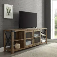 W70MX2DRO Metal X Reclaimed Barnwood 70 Inch Farmhouse TV Stand