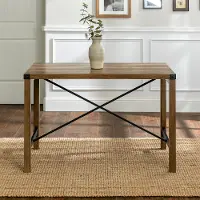 TW48MWRO Metal X Rustic Oak Wood Dining Table