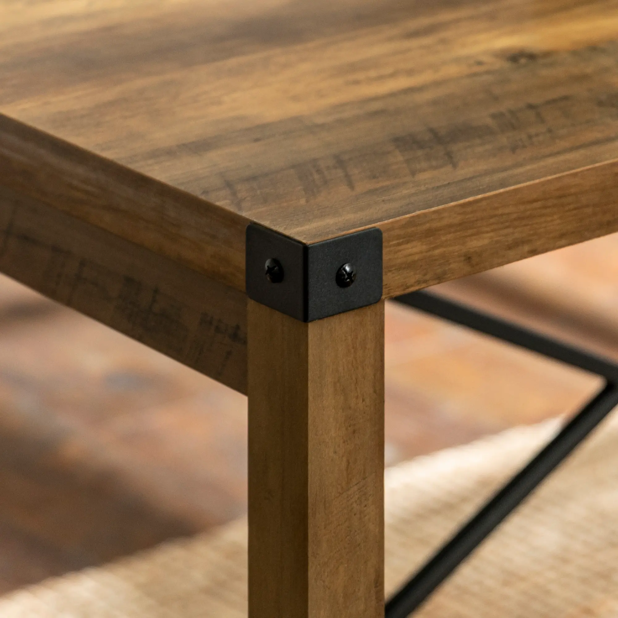 TW48MWRO Metal X Rustic Oak Wood Dining Table-2