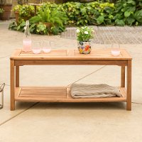 OWCTBR Brown Acacia Wood Outdoor Patio Coffee Table - Midland-1