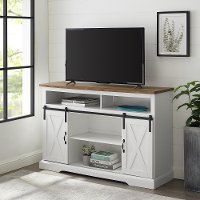 W52HBSBDSW Solid White 52 Inch Sliding Barn Door TV Stand - Barn Door