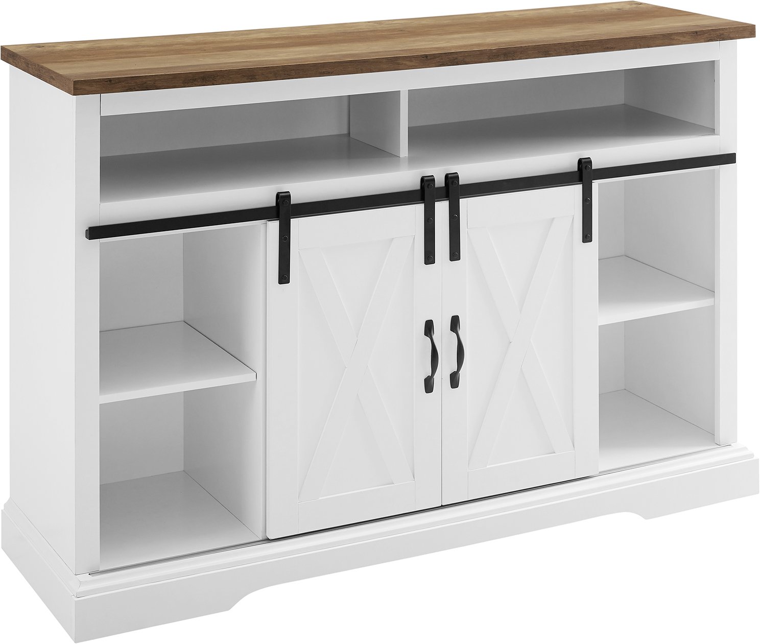 W52HBSBDSW Solid White 52 Inch Sliding Barn Door TV Stand - Barn Door-3