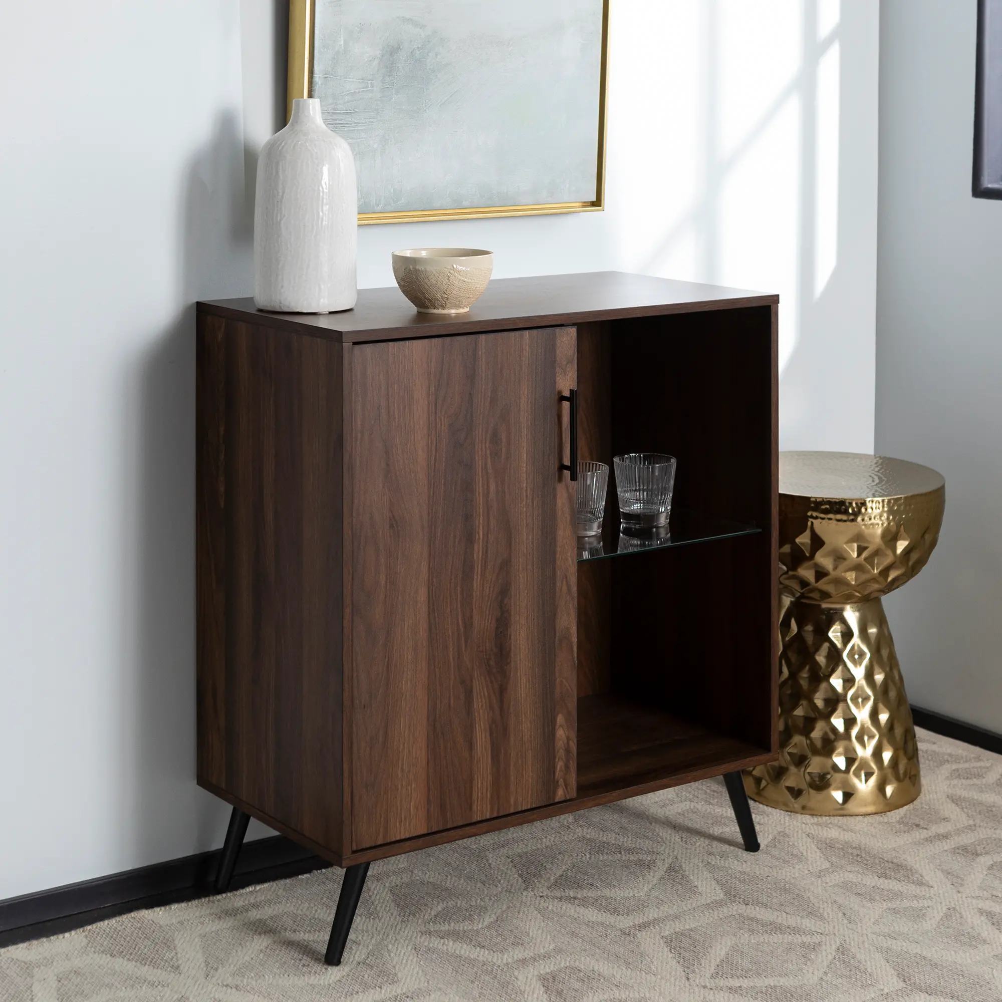 AF30NOR1DDW Dark Walnut 30 Inch Wood TV Stand - Nora-1