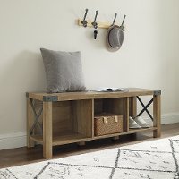 Reclaimed Barnwood 48 Inch Entry Bench - Metal X