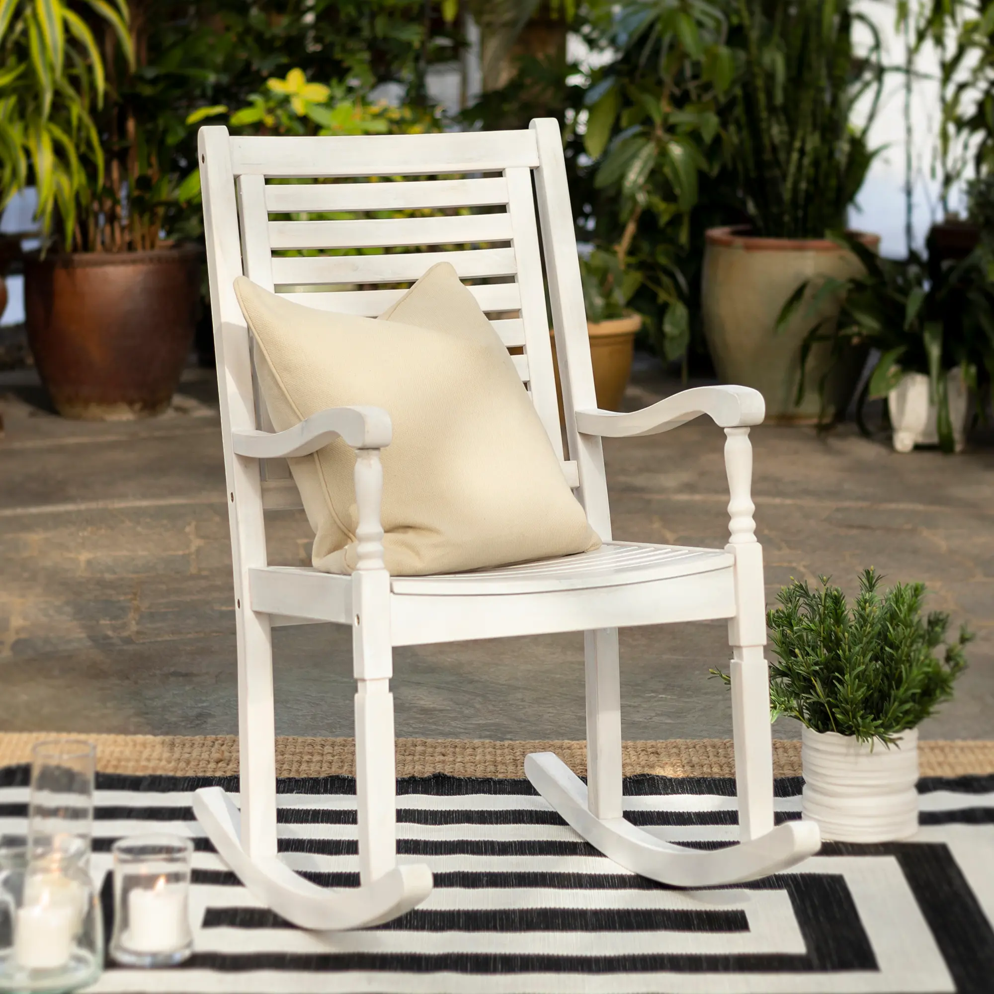 OWRCWW White Wash Patio Wood Rocking Chair - Midland-1