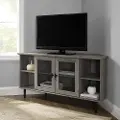W48CLCR2DGW Gray Wash 48 Inch Simple Glass Door Corner TV Stand - Walker Edison