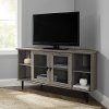 Gray Wash 48 Inch Simple Glass Door Corner TV Stand