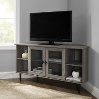 Gray Wash 48 Inch Simple Glass Door Corner TV Stand