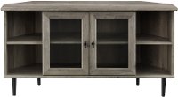Gray Wash 48 Inch Simple Glass Door Corner TV Stand-2