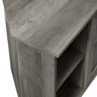 Gray Wash 48 Inch Simple Glass Door Corner TV Stand-3