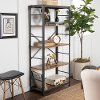 Industrial 64 Inch Wood Bookcase with 4 Shelves - Rustic Oak