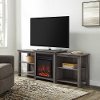 W70FPTTOPSG Slate Grey 70 Inch Tiered Top Open Shelf Fireplace TV Stand