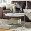Faux White Marble Modern Round Coffee Table - Simone