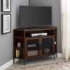 Dark Walnut 48 Inch Industrial Mesh Door Corner TV Stand